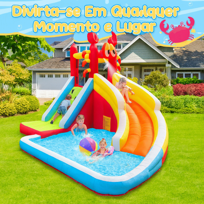 Castelo Inflável Pula Pula Com Escorregador E Piscina - Brinquedo Infantil Grande - Imagem 2