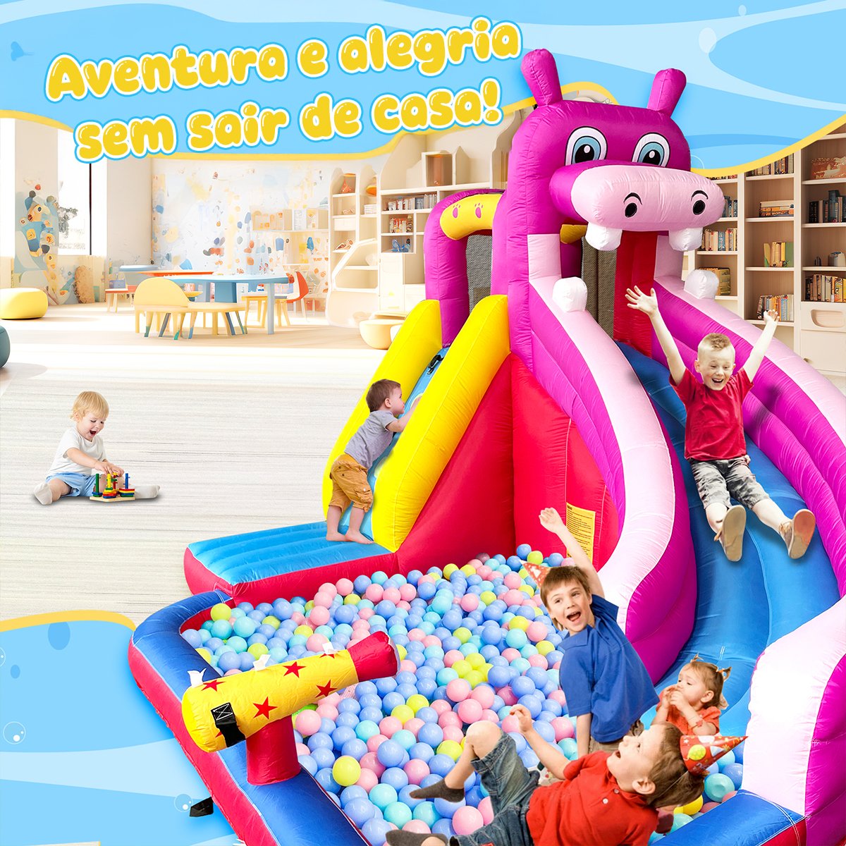 A3 Pula Pula Inflável Com Escorregador E Piscina De Água - Brinquedo Para Festa Infantil Multi Park - Imagem 4