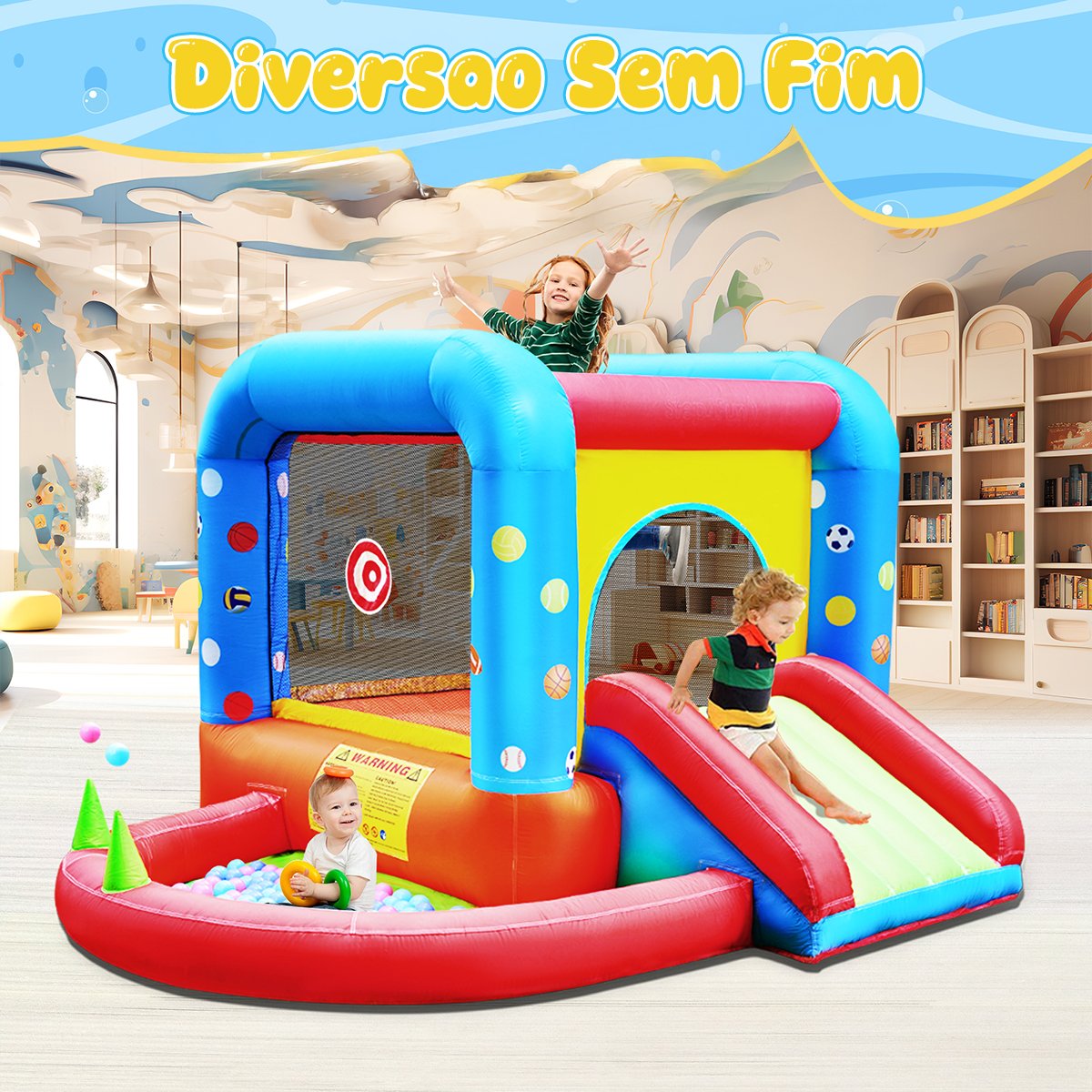 A3 Pula Pula Inflável Com Escorregador E Piscina De Água - Brinquedo Para Festa Infantil Multi Park - Imagem 3