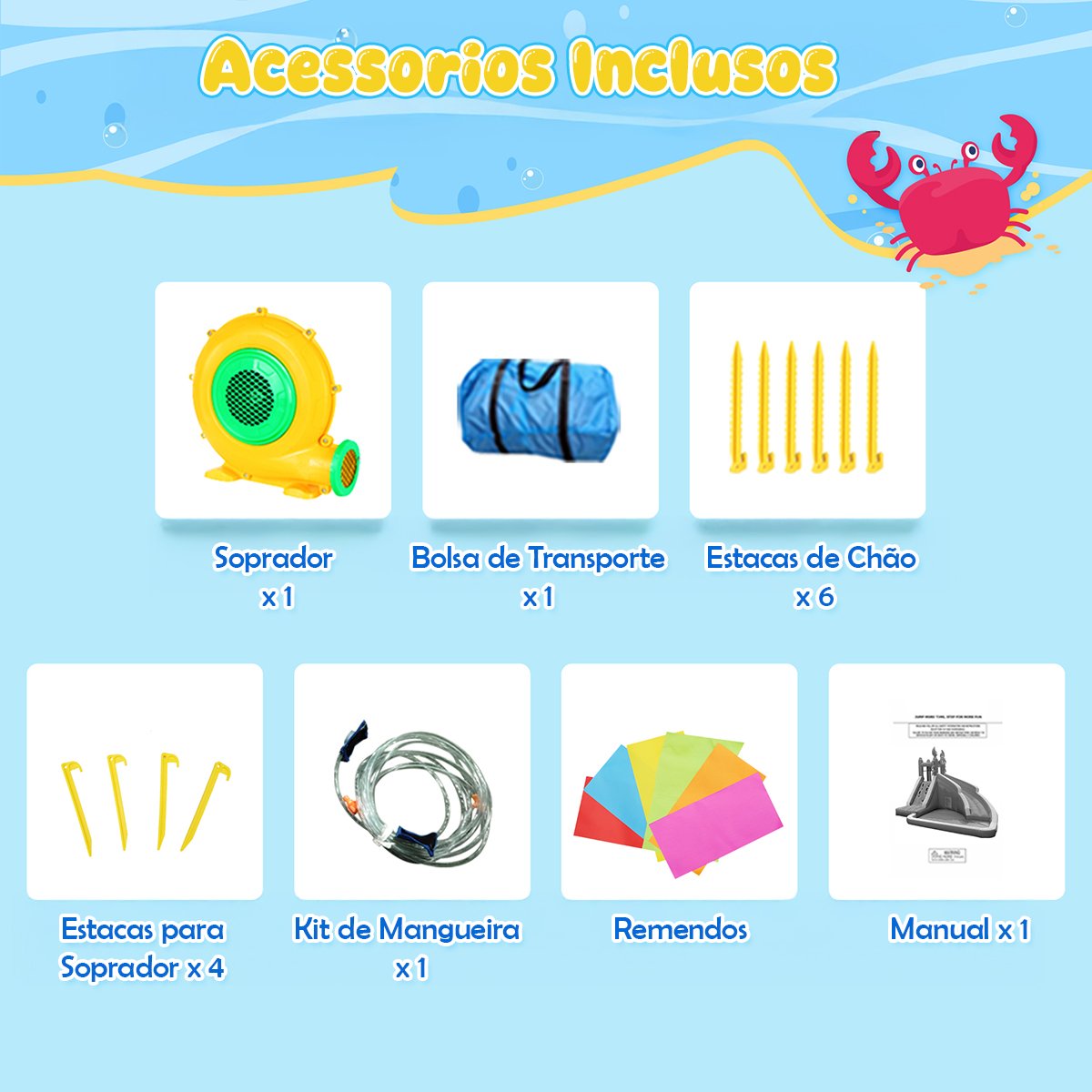 A5 Castelo Inflável Pula Pula Com Escorregador E Piscina - Brinquedo Infantil Grande - Imagem 5
