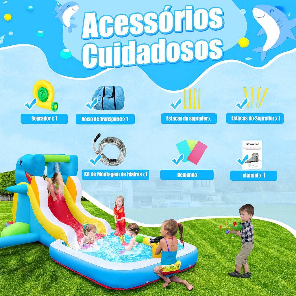 Pula Pula Inflável Castelo Com Escorregador Duplo 220 V-tubalao-3 Mult Park Inflável Tobogã Piscina De Bolinhas C/ Motor- Diréto Da Fábrica Promoção - Imagem 4